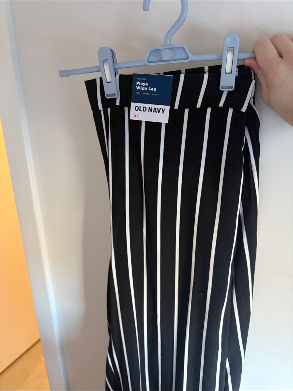 Old Navy Black and White Vertical Stripe Maxi Skirt